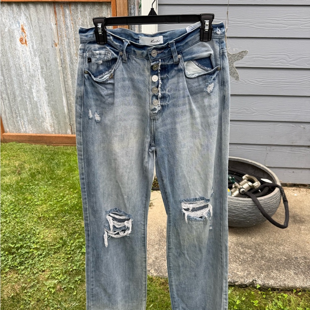 KanCan Blue Distressed Flare Jeans